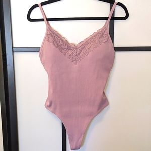 PINK by VS Lavender Ribbed Bodysuit